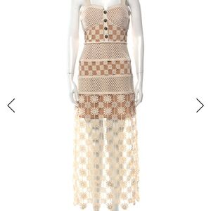 Self-Portrait Crochet Dress in Cream/Nude - Size 4 (XS)
